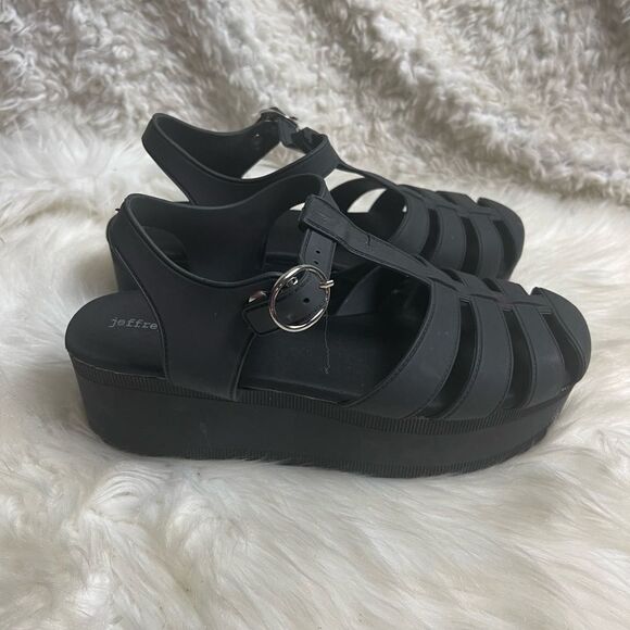 Jeffrey CAMPBELL Candied Black MattePlatform Sandals SZ 8 - Picture 1 of 11